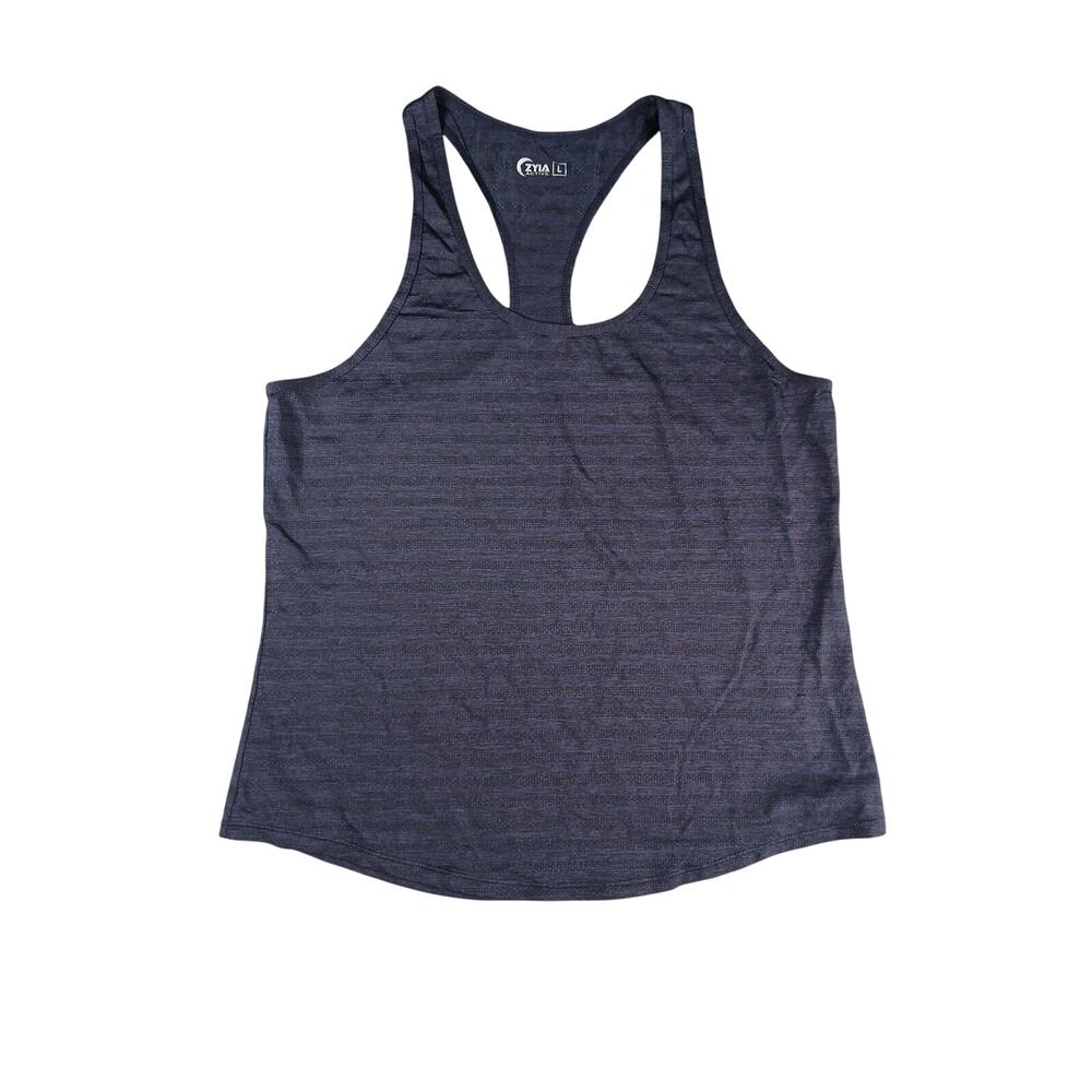 Zyia Active Cubana Shirt Womens Large Navy Blue Racerback Tank Breathable